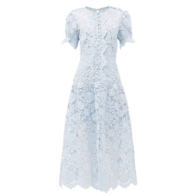 Buttoned Floral-Lace Midi Dress from Self-Portrait
