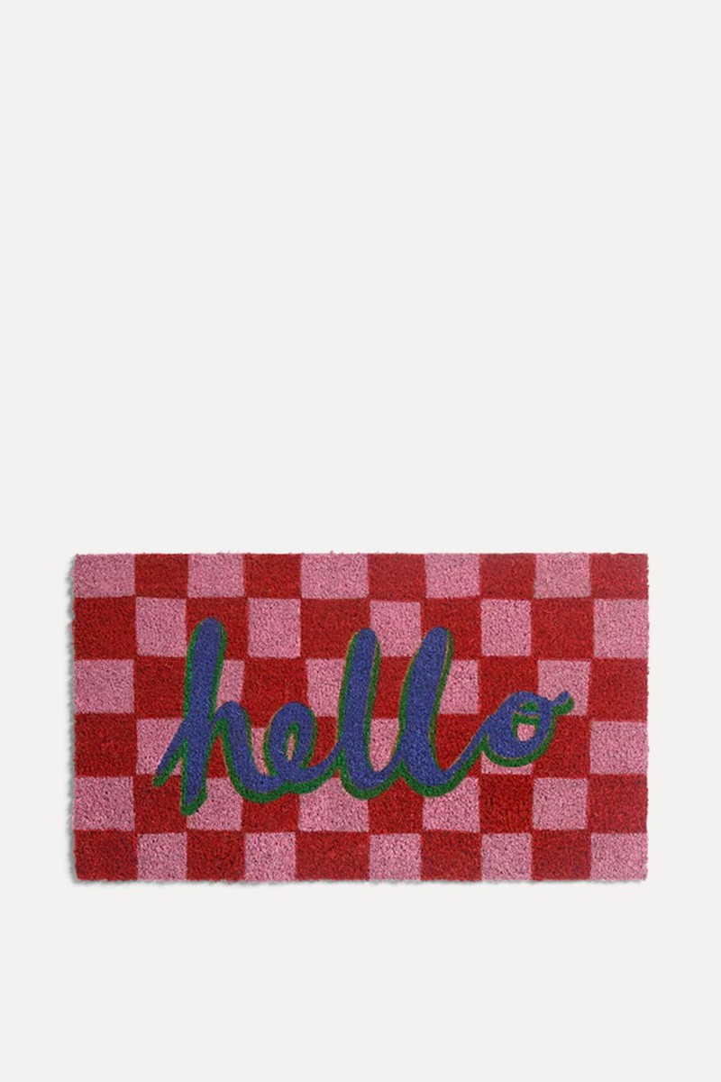 Hello Slogan Checkerboard Doormat from Eleanor Bowmer