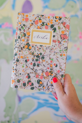 Personalised Marbled Notebook With Handwritten Calligraphy from Sassigraphy