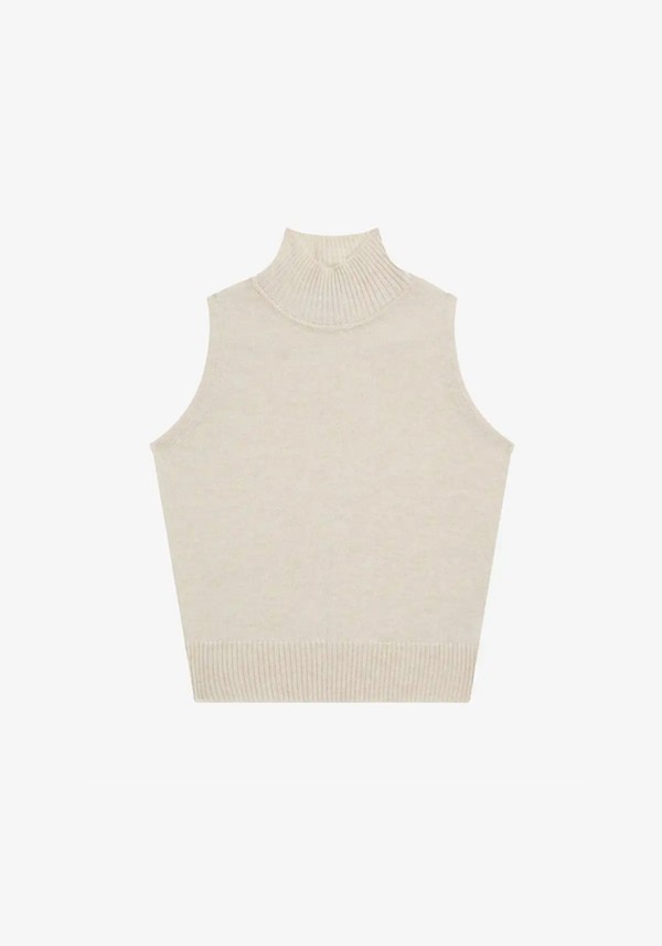 Cashmere Sleeveless Polo Neck
