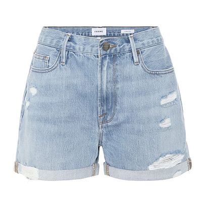Le Beau Distressed Denim Shorts from Frame