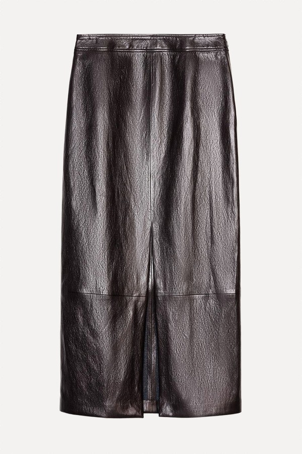 Leather Effect Midi Skirt from Zara