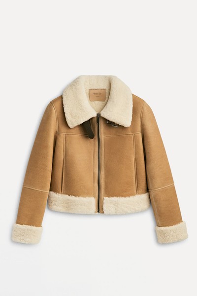 Mouton Leather Aviator Jacket  from Massimo Dutti 