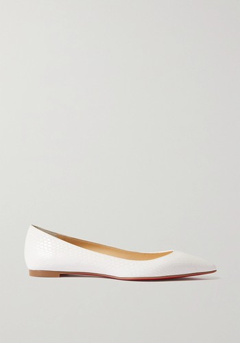 Ballalla Lizard-Effect Leather Point-Toe Flats from Christian Louboutin