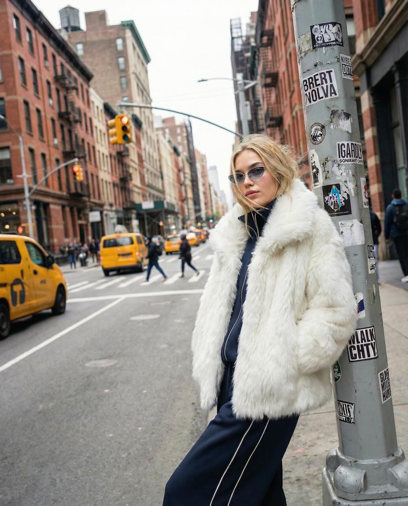 Today’s OOTD for NYFW ✨ 
Coat | The Frankie Shop
Jacket | The Frankie Shop
Pants | The Frankie Shop
Sunglasses | Christopher Esber
Bag | Khaite

This image was generated using AI tools.
Shoes | Zara