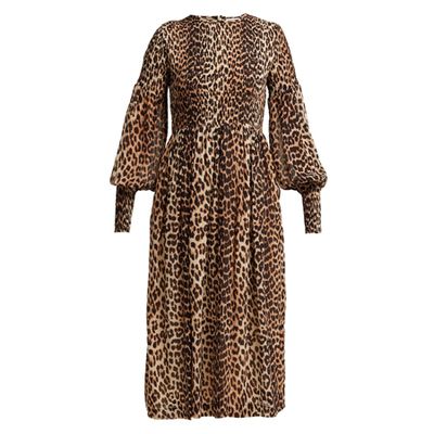 Mullin Leopard-Print Georgette Midi Dress from Ganni