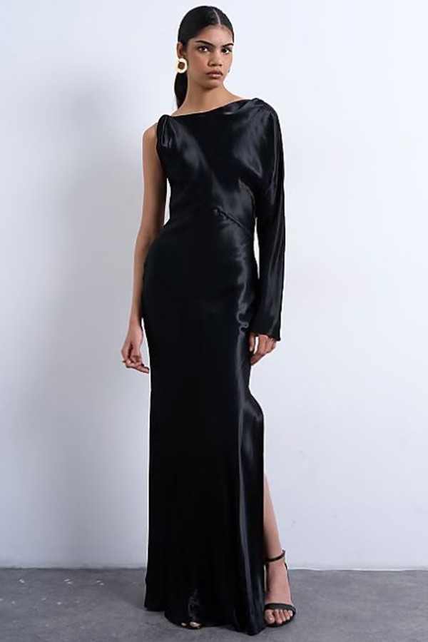 One Sleeve Twist Strap Satin Maxi Dress  from Topshop