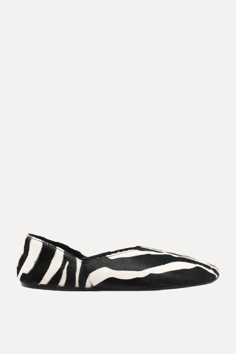 Jane Zebra-Print Calf Hair Ballet Flats from KHAITE