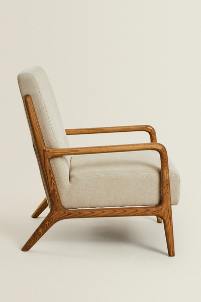 Ash Wood & Linen Armchair from Zara Home