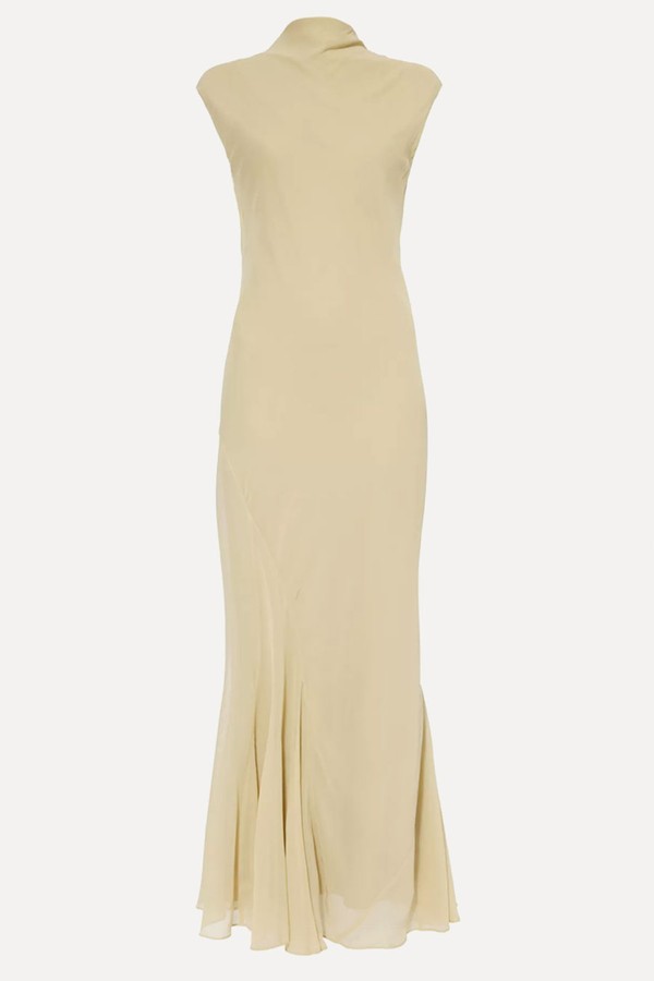 Erin Sleeveless Flared-Hem Silk Maxi Dress
