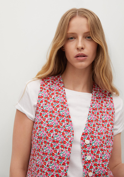 Cotton Blend Printed Gilet from Mango