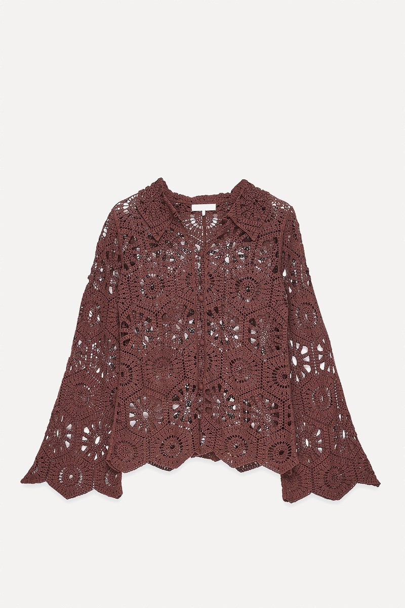 Knitted Crochet Long Sleeve Top