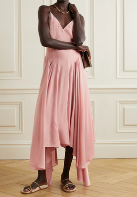 Maren Asymmetric Silk-Crepon Dress from Tove