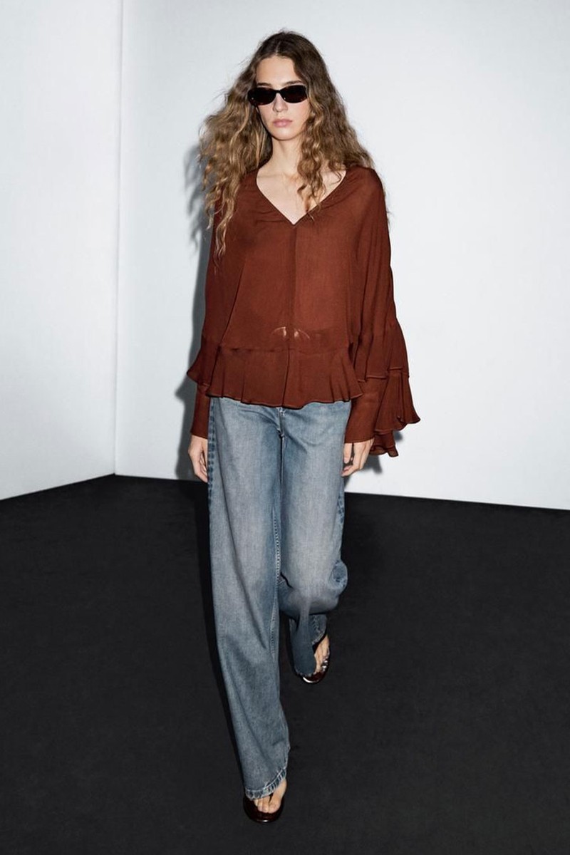 Cape-Style Blouse With Ruffles