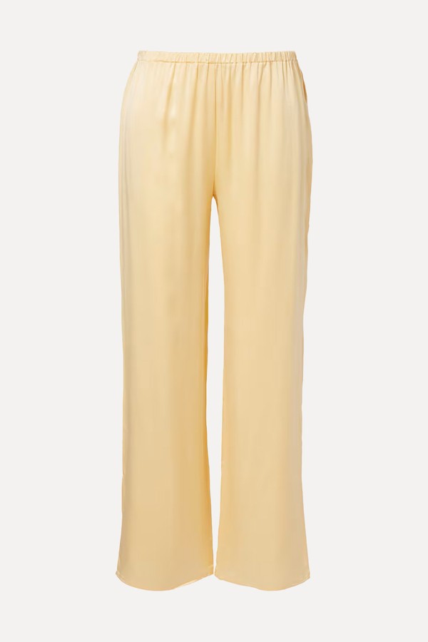 Loreto Silk Charmeuse Wide-Leg Pants from Asceno
