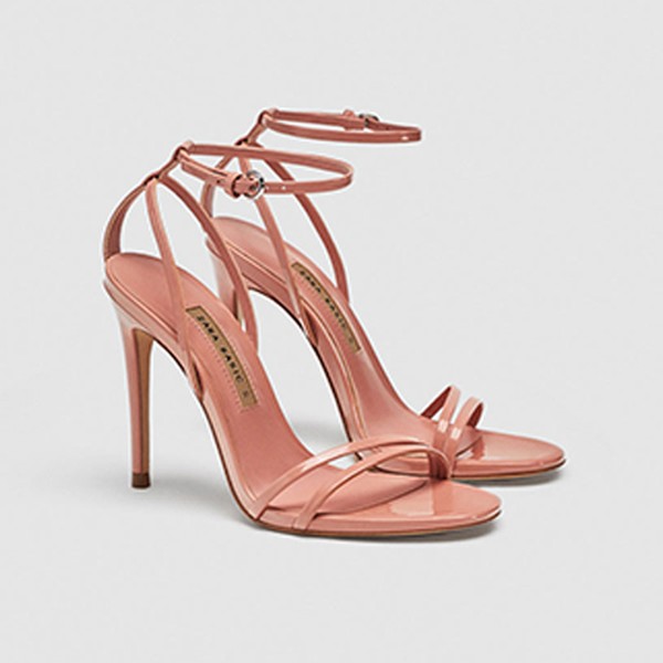 Laminated High Heel Strappy Sandals from Zara