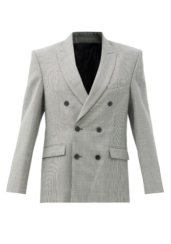 Houndstooth-Check Merino-Wool Twill Blazer