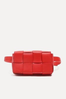 Cassette Belt Bag Red Woven Flap Leather from Bottega Veneta 