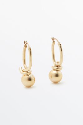 Gold-Plated Earrings With Bead Detail from Massimo Dutti