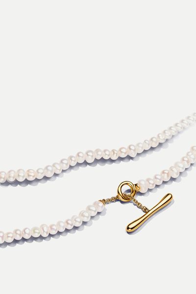 Treated Freshwater Cultured Pearls T-Bar Collier Necklace
