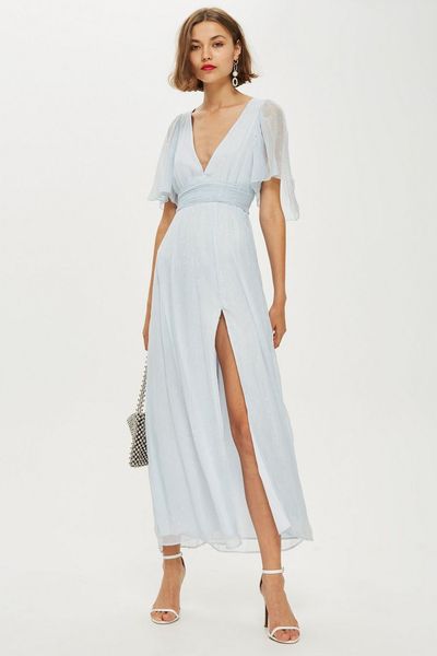Metallic Striped Plunge Dress from Topshop