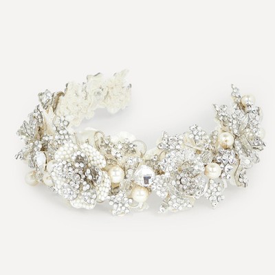 Arabesque Crystal And Pearl Rose Headband from Halo & Co