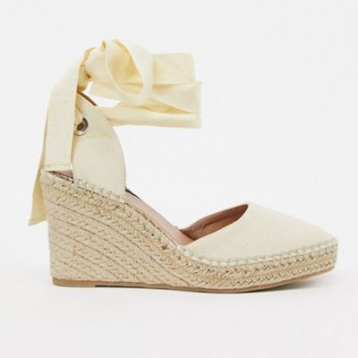 Time Tie Leg Espadrille Wedges from ASOS Design