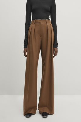 Wide-Fit Trousers With Double Dart Detail from Massimo Dutti