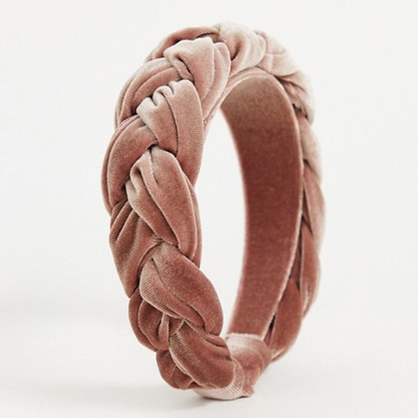 Padded Plait Headband In Blush Pink Velvet from ASOS Design