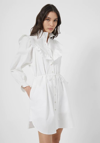 Poplin Smock-Neck Dress