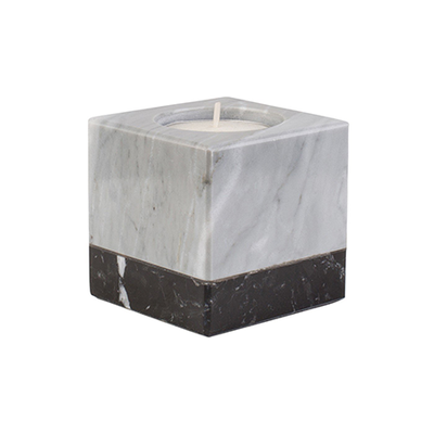 Cube Tealight Holder Mixed Carrara Marble from Heal's