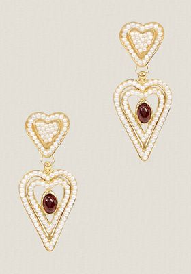 Amor Embellished 18kt Gold-Plated Drop Earrings from Soru Jewellery