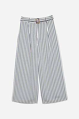 Striped Cropped Wide Leg Trousers from Topshop