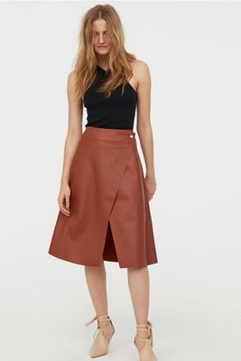 Leather Wrapover Skirt