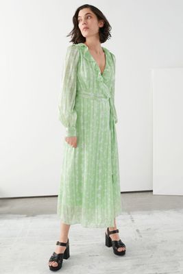 Ruffled Jacquard Midi Wrap Dress from & Other Stories