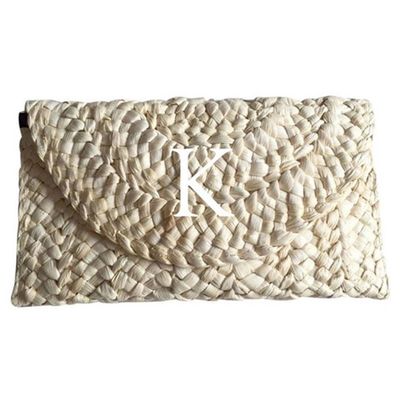 Monogram Initial Woven Straw Clutch Bag  from Sun & Day