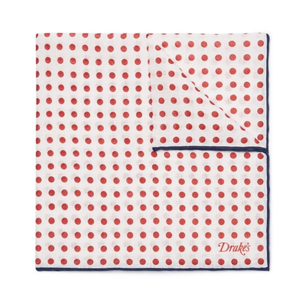 Polka-Dot Linen Pocket Square from Drakes