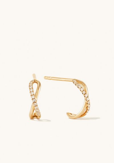 Pavé Diamond X Hoop Earrings 