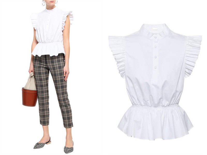 Ruffle Cotton-Poplin Peplum Blouse from Adam Lippes