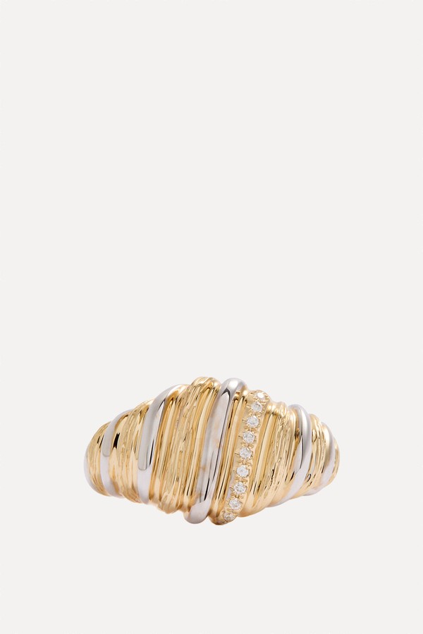 Chevalière Gaufrette 9kt Gold & White Gold Ring from Yvonne Leon
