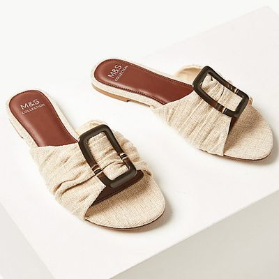 Ruched Buckle Sandals