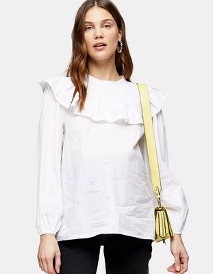 White Poplin Pintuck Blouse from Topshop