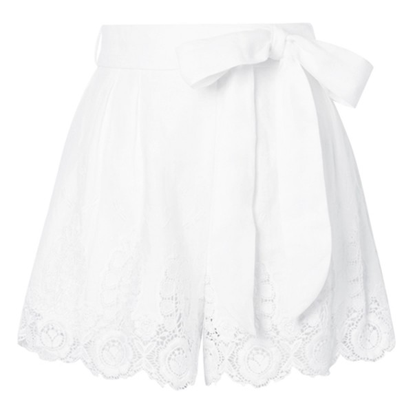 Liana Guipure Lace-Trimmed Linen Shorts from Miguelina