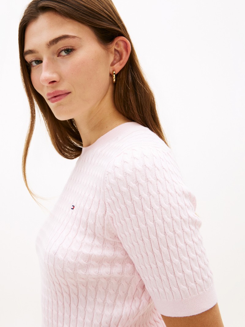 Cable Knit Short Sleeve Jumper