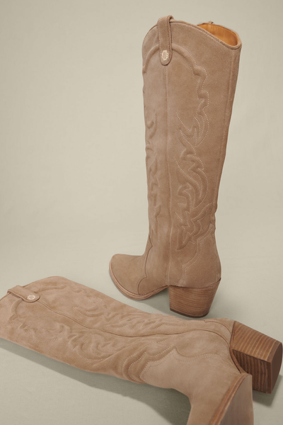 Embroidered Leather Cowboy Boots from Maje