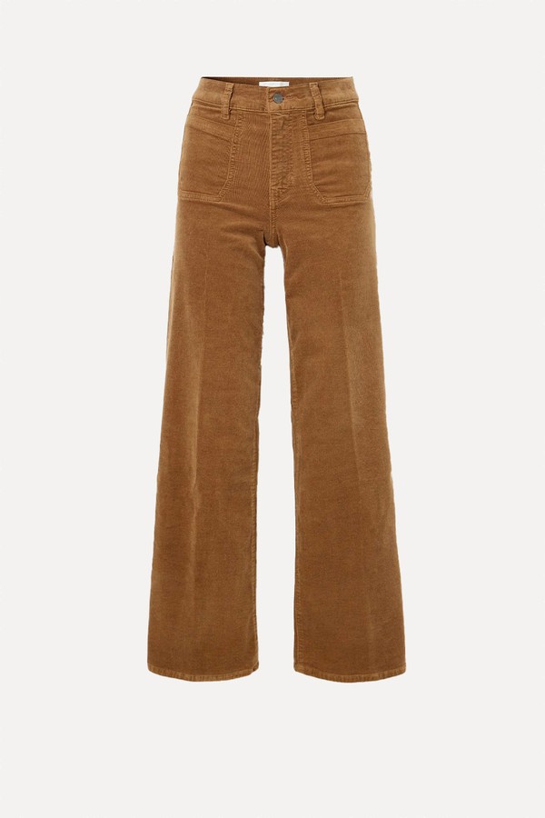 Le Slim Palazzo Modernist Pocket Cotton-Blend Corduroy High-Rise Wide-Leg Pants from FRAME