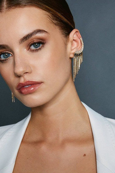 Gold Drop Ear Cuff Earrings