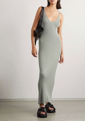Kara Ribbed Silk Blend Maxi Dress