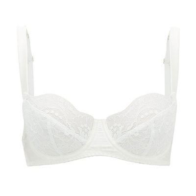 Signature Lace-Trimmed Silk-Blend Balconette Bra from Fleur Of England
