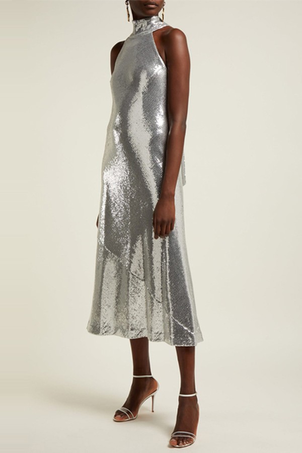 Daniela Sequinned Halterneck Midi Dress from Galvan